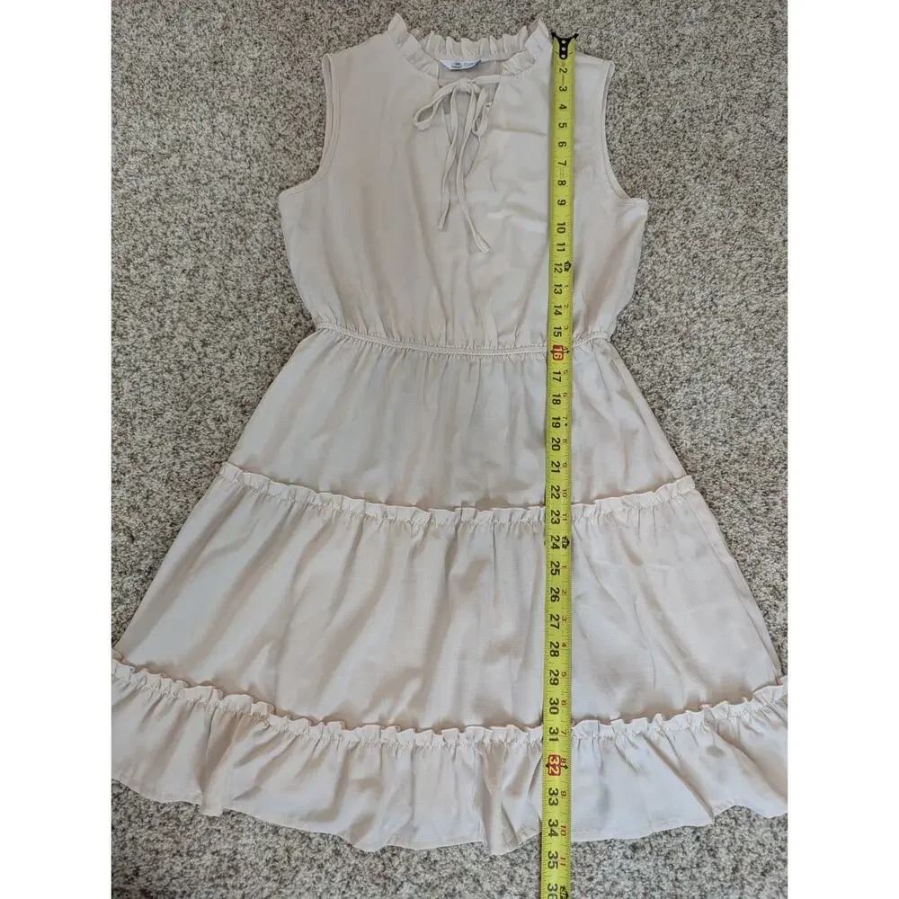 NWT Cupshe Women's Short Sleeveless Dress Ruffle Beige Size Small Beach Swim - Picture 10 of 16